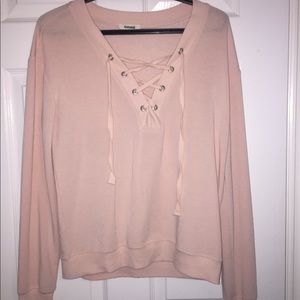 Long-Sleeve Tie Sweatshirt